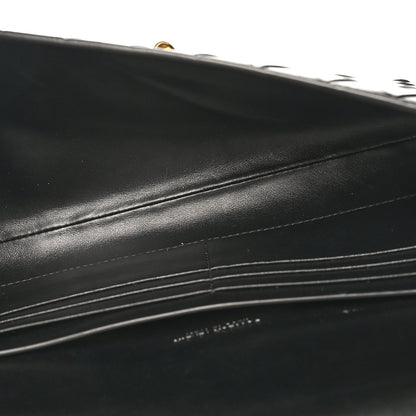 Nappa Intrecciato Long Andiamo Top Handle Clutch Black