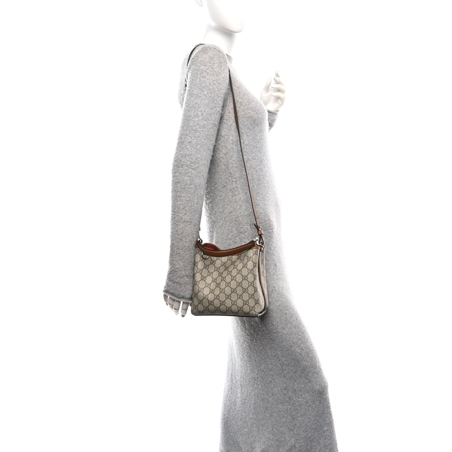 GG Supreme Monogram Emblem Small Shoulder Bag Beige Ebony Sundial