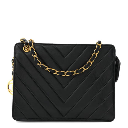Lambskin Chevron Small Shoulder Bag Black
