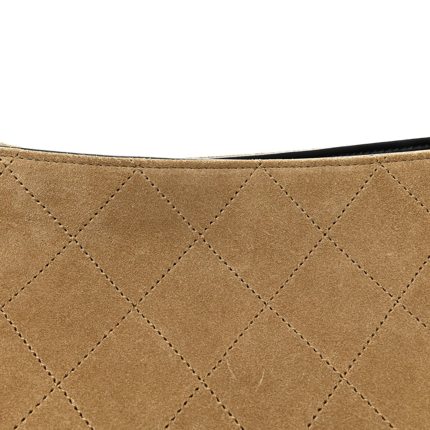 Suede Quilted Eyes On You Large Shopping Bag Beige