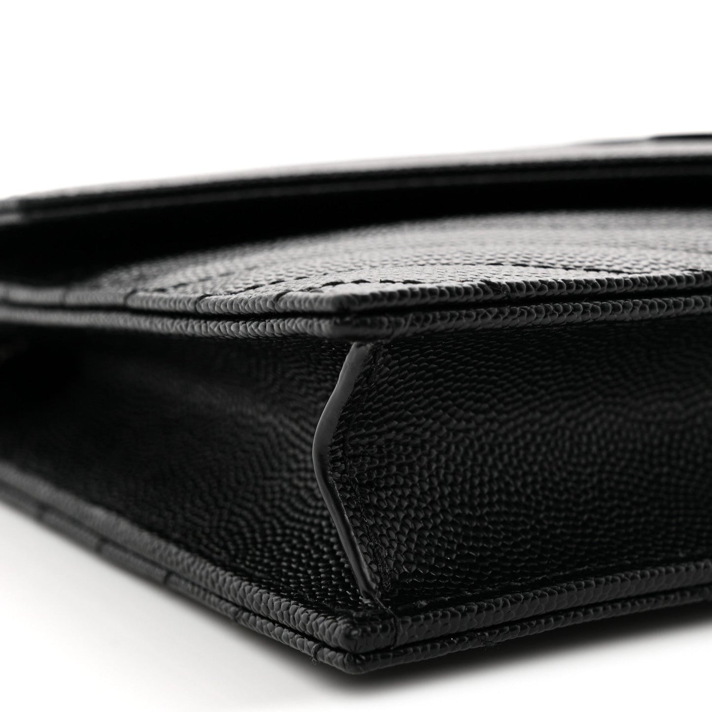 Grain De Poudre Matelasse Chevron Monogram Monochrome Envelope Chain Wallet Black