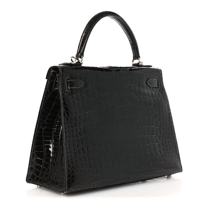 Shiny Porosus Crocodile Kelly Sellier 28 Gris Elephant