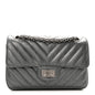 Metallic Aged Calfskin Chevron Quilted 2.55 Reissue Mini Flap Grey
