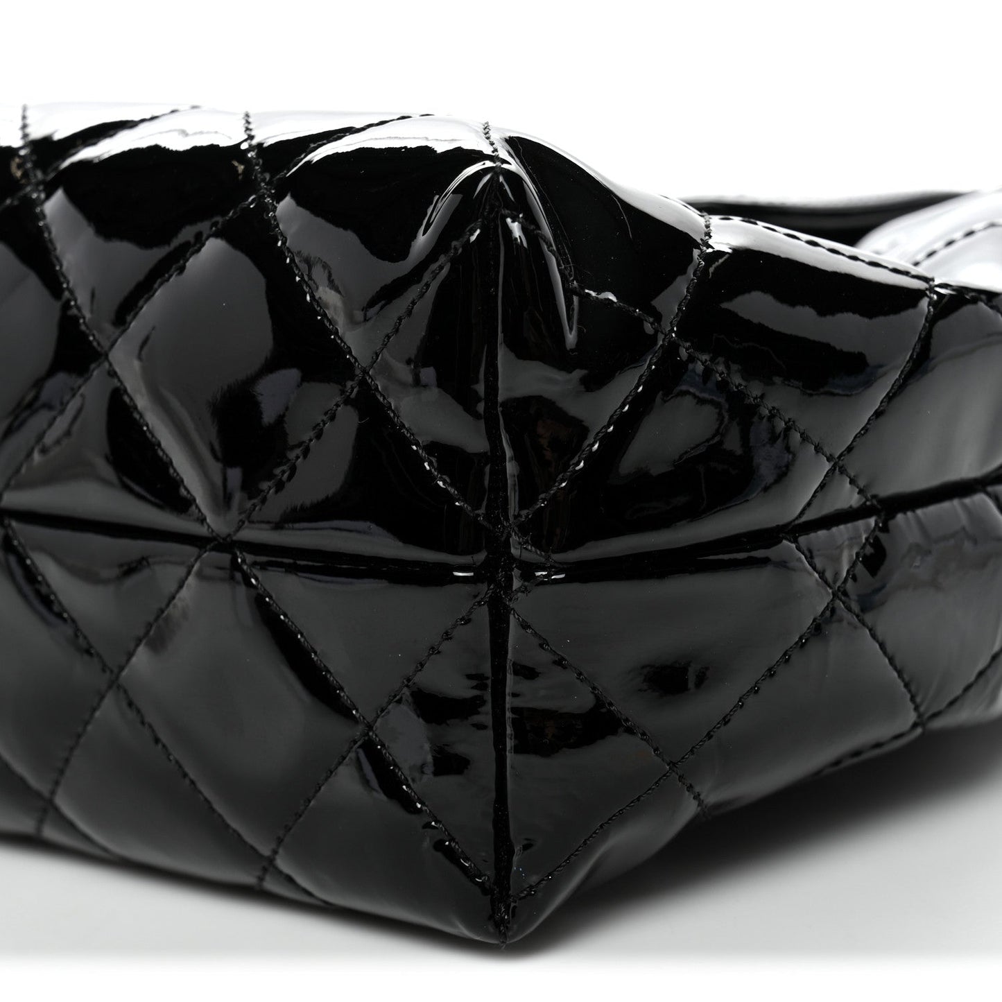 Patent Quilted Large Coco Shine Accordion Flap Black