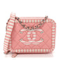 Caviar Quilted Striped CC Filigree Clutch With Chain Pink White