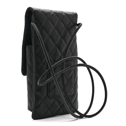 Calfskin Quilted Cambon Crossbody Messenger Black White