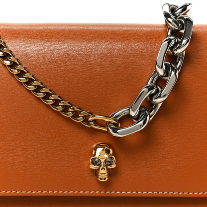 Calfskin Mini Skull Chain Crossbody Bag Caramel Tan