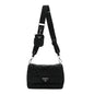 Re-Nylon Quilted Padded Flap Shoulder Bag Black