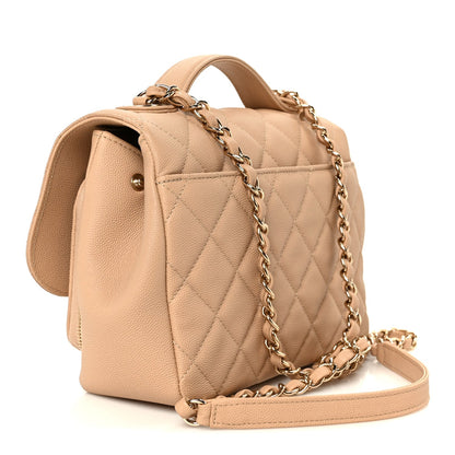 Caviar Quilted Medium Business Affinity Flap Beige