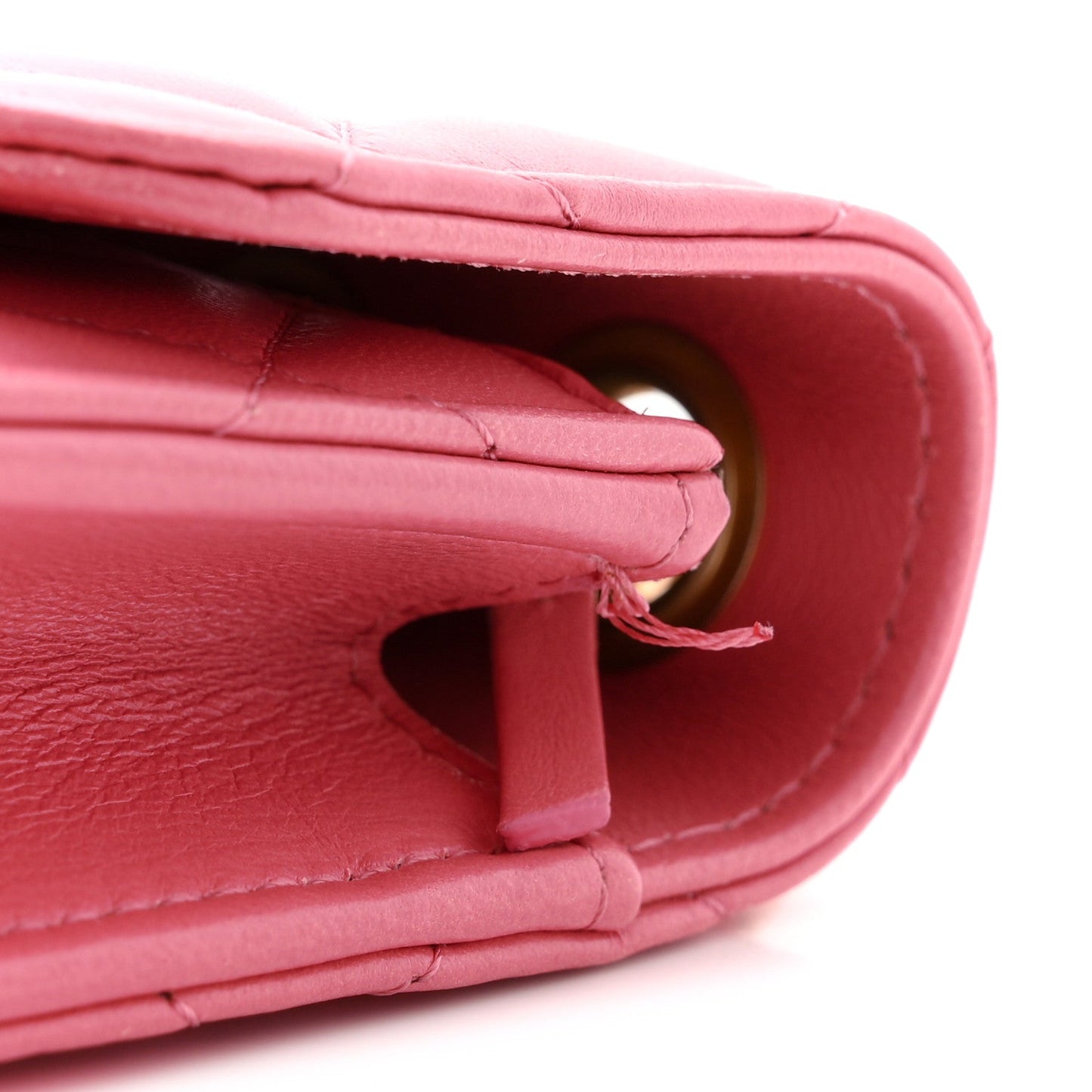 Lambskin Quilted Pillow Crush Flap Phone Holder With Chain Pink