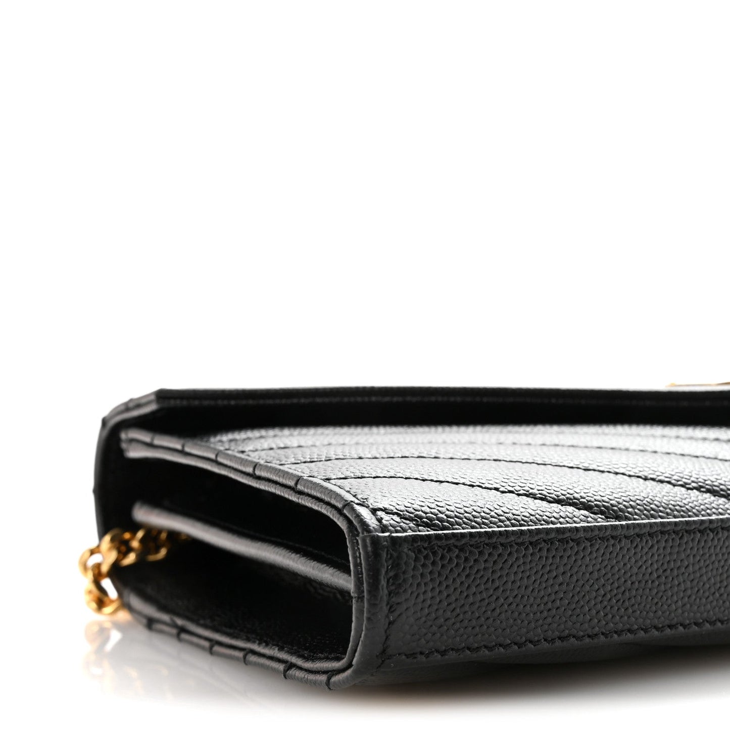 Grain De Poudre Matelasse Chevron Monogram Chain Wallet Black