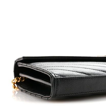 Grain De Poudre Matelasse Chevron Monogram Chain Wallet Black