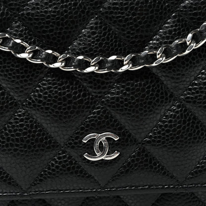 Caviar Quilted Wallet on Chain WOC Black