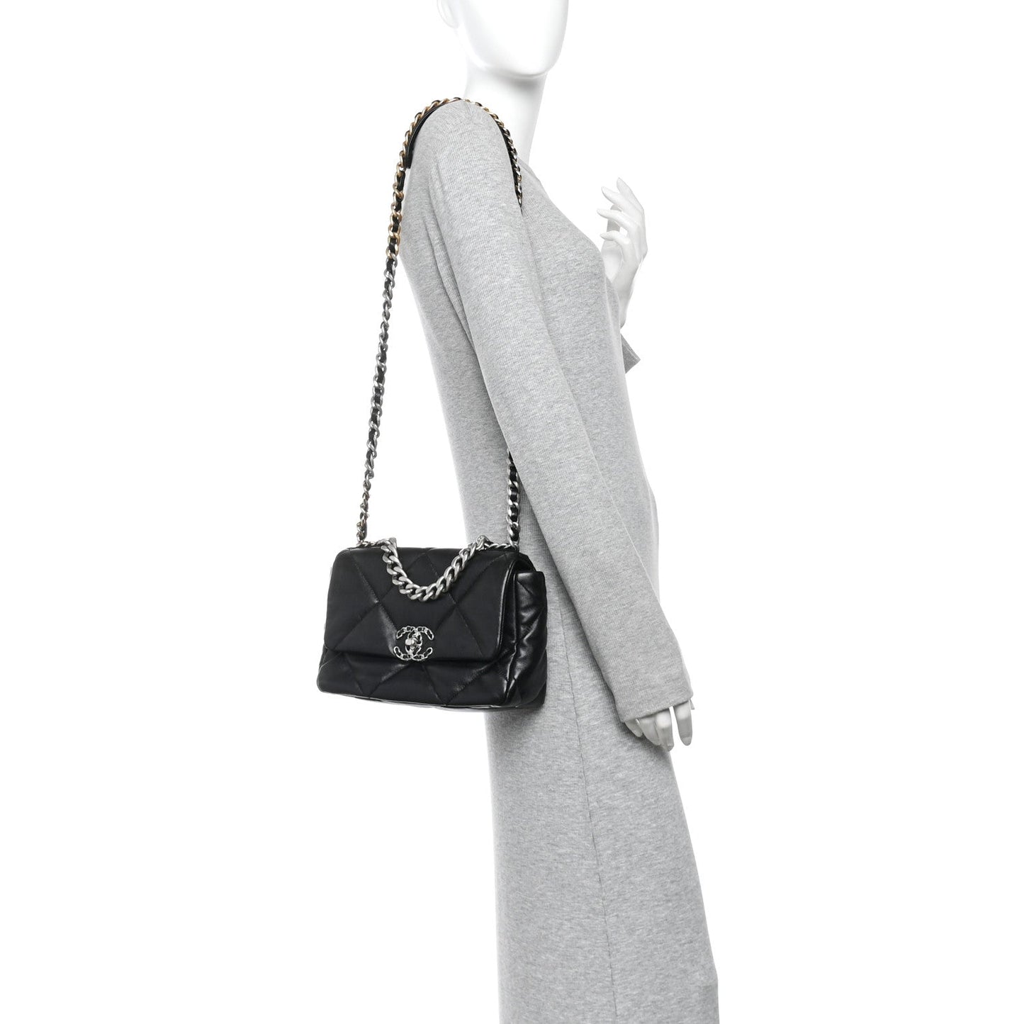 Lambskin Quilted Medium Chanel 19 Flap Black