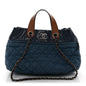 Iridescent Calfskin Quilted Large In The Mix Tote Navy