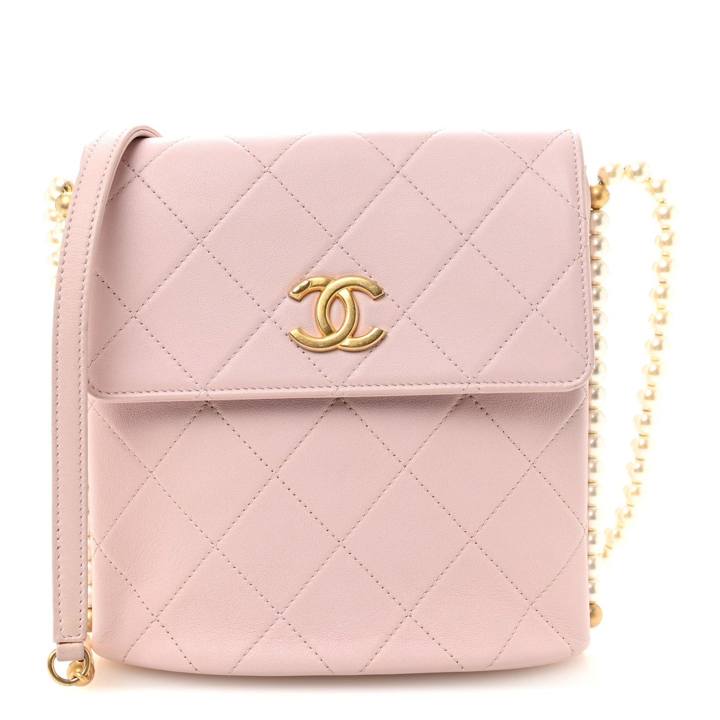 Calfskin Quilted Pearl Small About Pearls Hobo Bag Light Pink