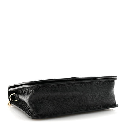 Grained Calfskin Embossed Medusa Flap Bag Black