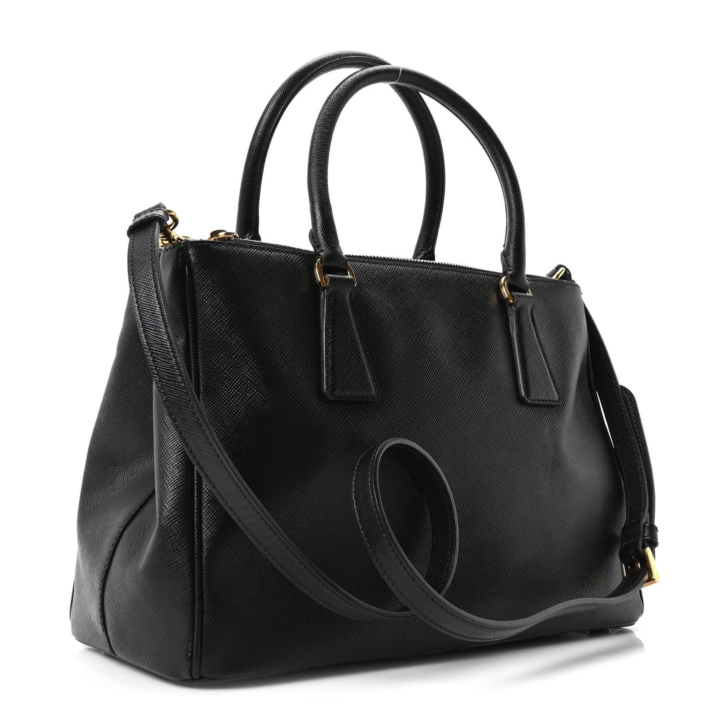 Saffiano Small Galleria Double Zip Tote Black