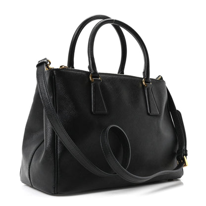 Saffiano Small Galleria Double Zip Tote Black