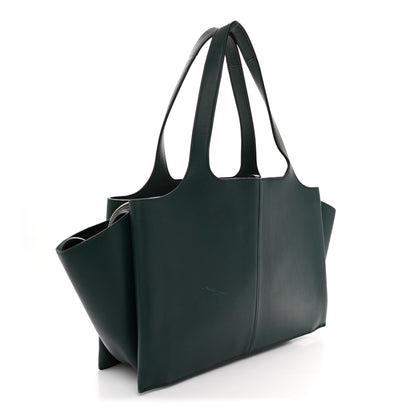 Smooth Calfskin Medium Tri-Fold Bag Bottle Green