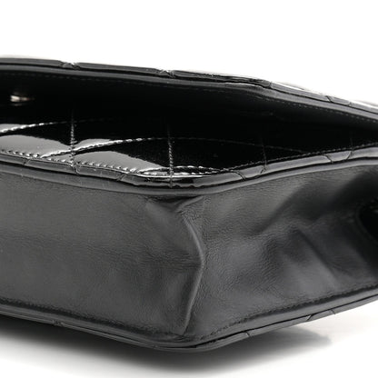 Patent Quilted Wallet On Chain WOC Black