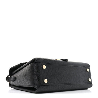 Dollar Calfskin Interlocking G Top Handle Shoulder Bag Black