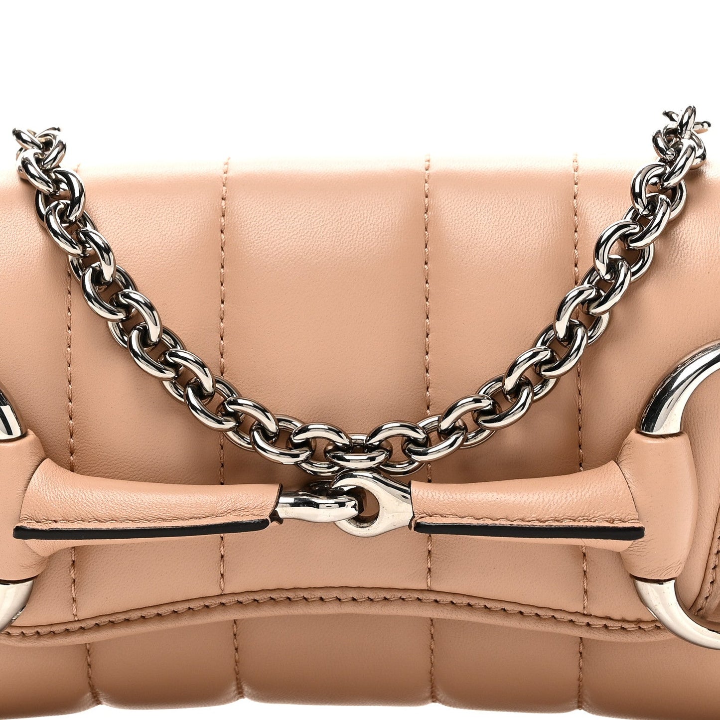 Nappa Vertical Matelasse Small Maxi Horsebit Chain Shoulder Bag Beige