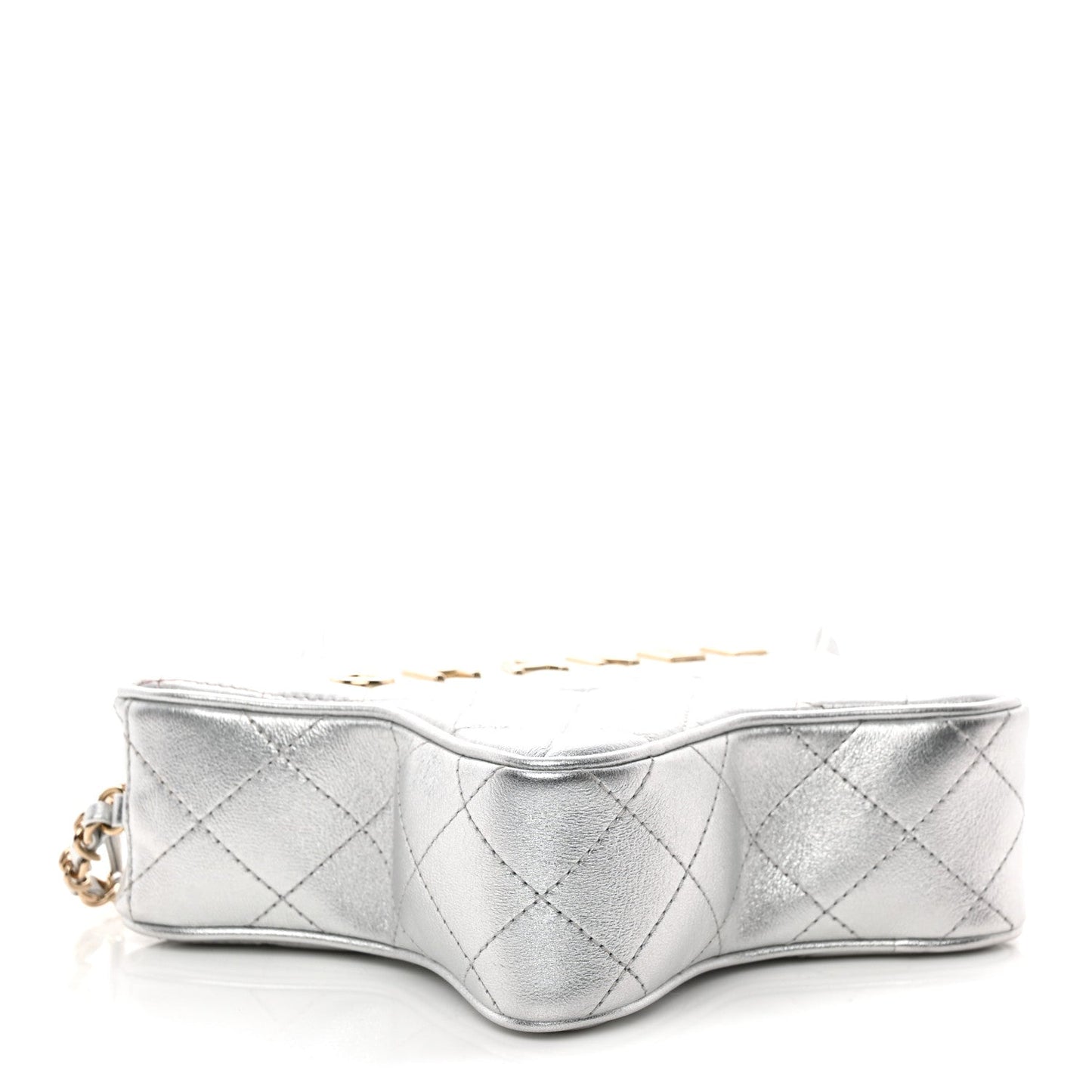 Metallic Lambskin Quilted Walk Of Fame Star Bag Silver