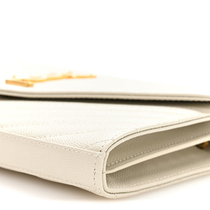 Grain De Poudre Matelasse Chevron Monogram Chain Wallet Crema Soft