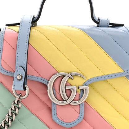Calfskin Matelasse Diagonal Mini GG Marmont Top Handle Shoulder Bag Multicolor Pastel