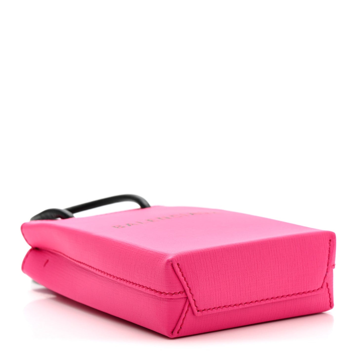 Squared Calfskin Logo Shopping Phone Holder Bag Acid Fuchsia
