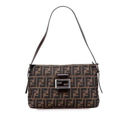 Fendi Zucca Canvas Leather Shoulder Bag