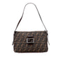 Fendi Zucca Canvas Leather Shoulder Bag