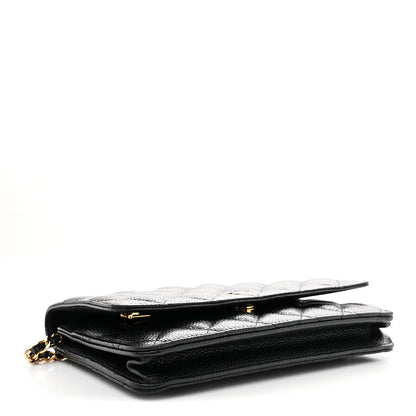Caviar Quilted Wallet on Chain WOC Black