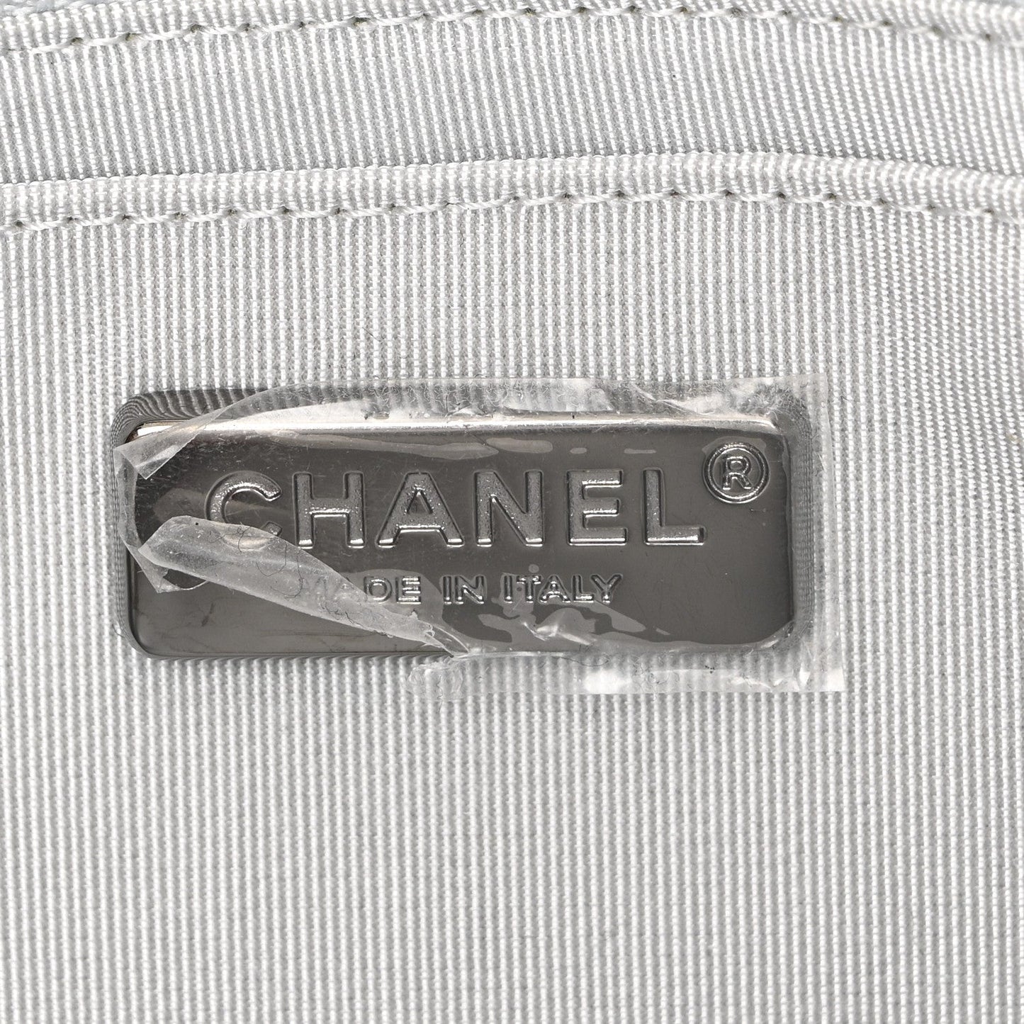 Perforated Metallic Lambskin Small CC Medals Flap Silver