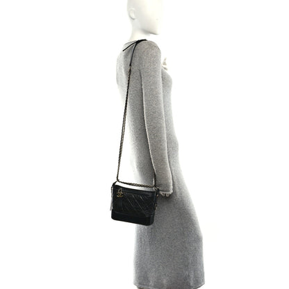 Aged Calfskin Quilted Small Gabrielle Hobo Black