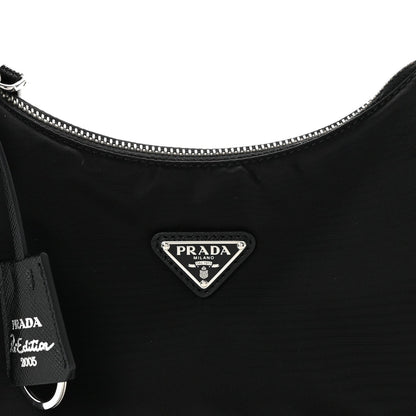 Tessuto Nylon Saffiano Mini Re-Edition 2005 Bag Black