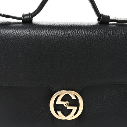 Dollar Calfskin Interlocking G Top Handle Shoulder Bag Black