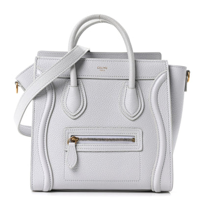 Drummed Calfskin Nano Luggage Pearl Blue