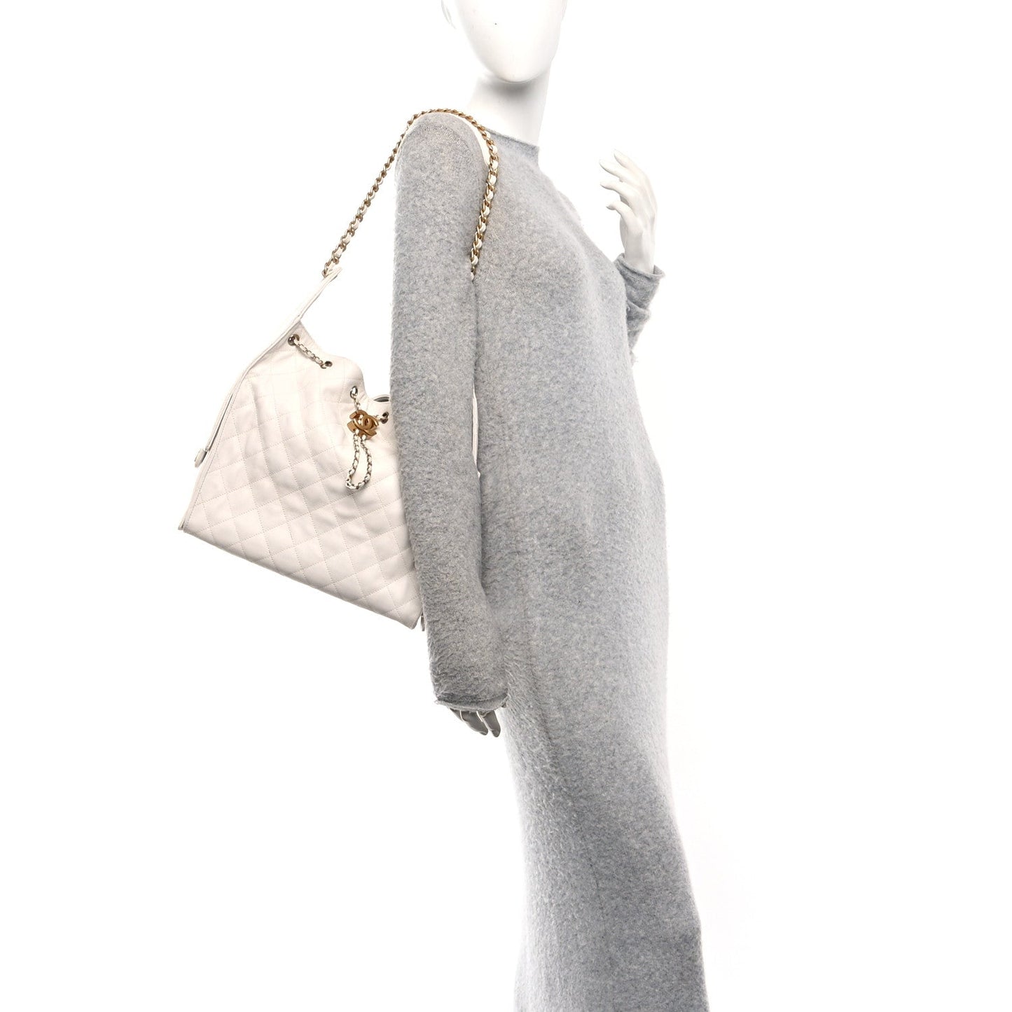 Caviar Quilted Medium Chanel 25 Handbag White