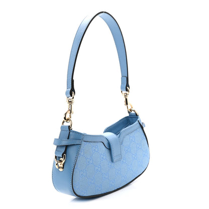 Calfskin Monogram Mini Moon Side Shoulder Bag Blue