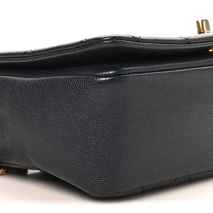 Caviar Quilted Small Fashion Therapy Flap Bag Navy Blue