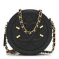 Caviar Quilted Round Filigree Crossbody Black