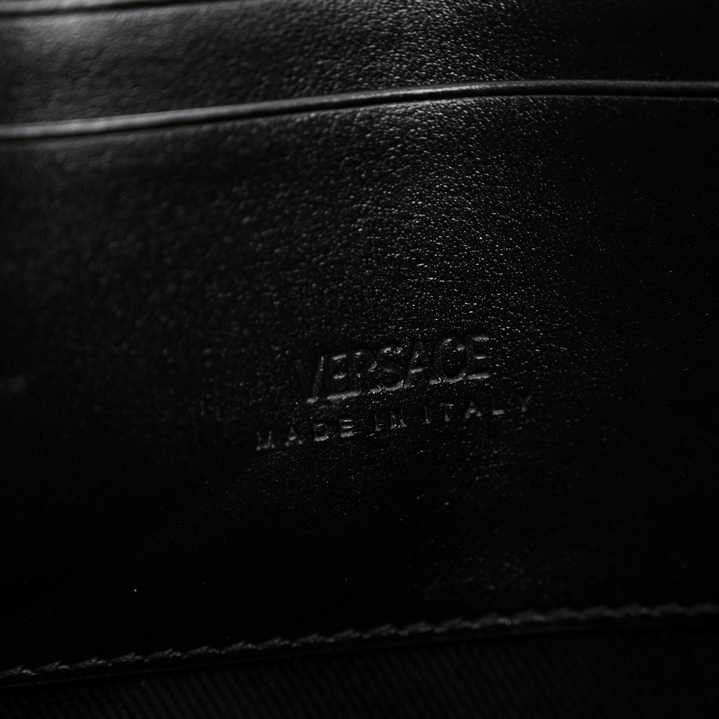 Coated Canvas La Greca Signature  Black Gray