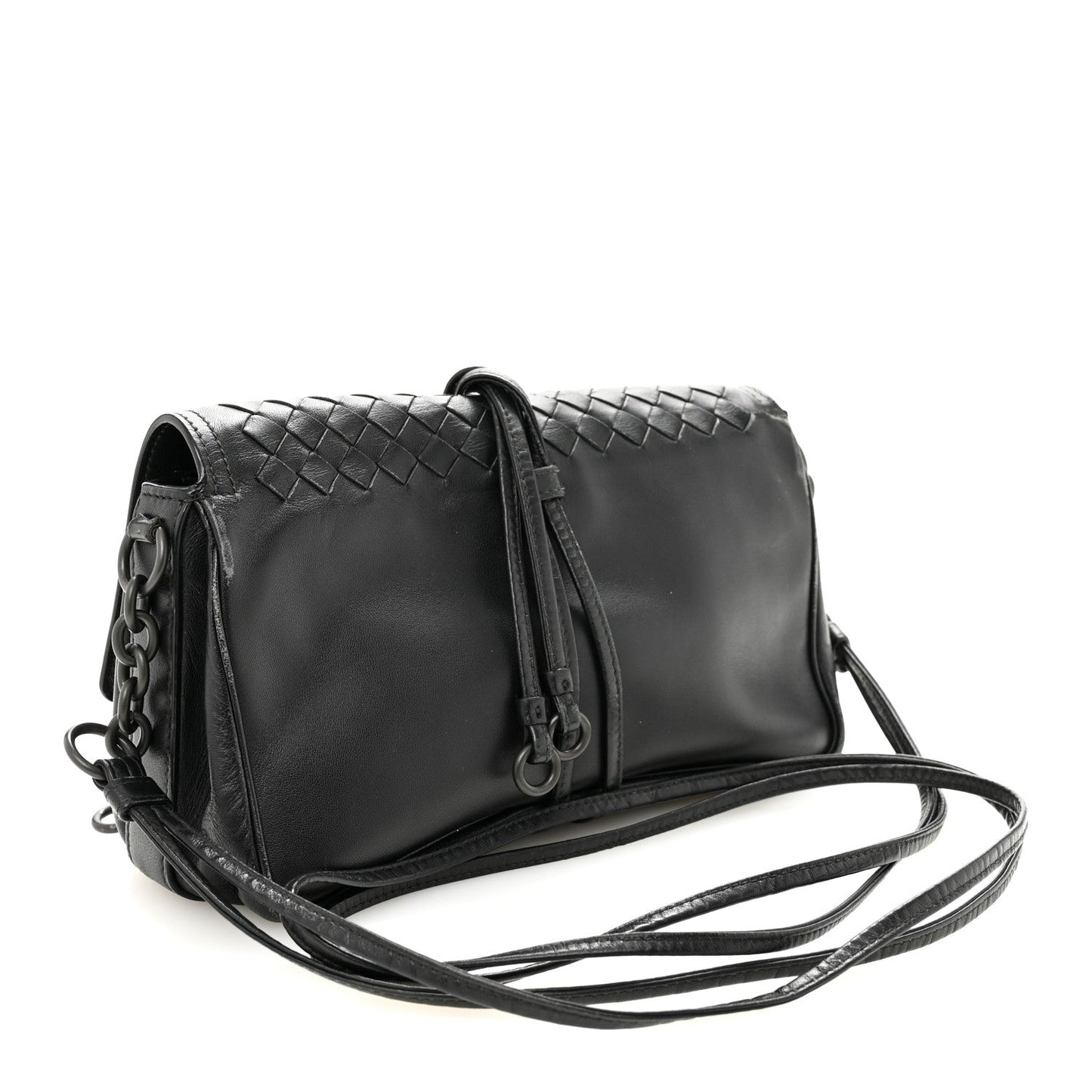 Nappa Intrecciato Small Double Pocket Flap Black
