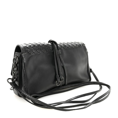 Nappa Intrecciato Small Double Pocket Flap Black