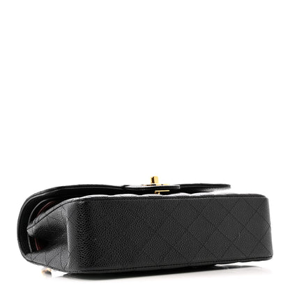 Caviar Quilted Small Double Flap Black