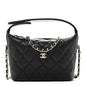 Caviar Quilted Hobo Clutch With Chain Black