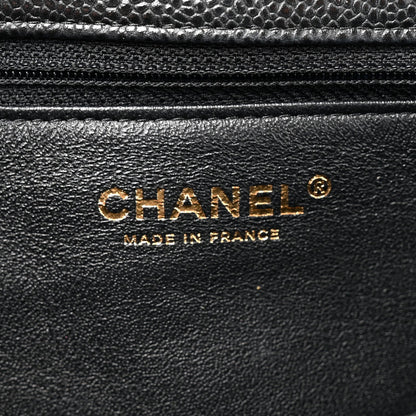 Caviar Quilted Flap Clutch Black