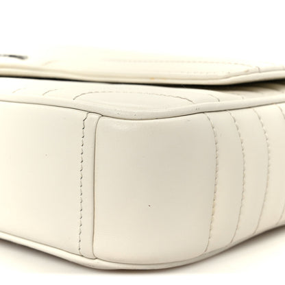 Soft Calfskin Impunture Diagramme Medium Chain Flap Shoulder Bag White